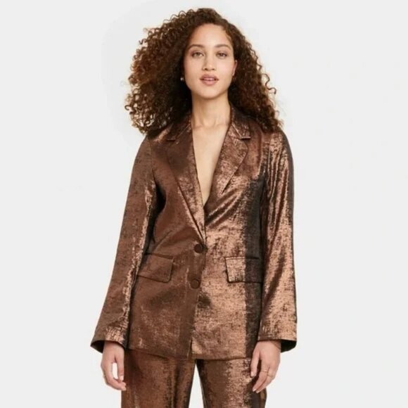 NWT A New Day Oversized Copper Metallic Blazer, Size XS - Picture 1 of 9
